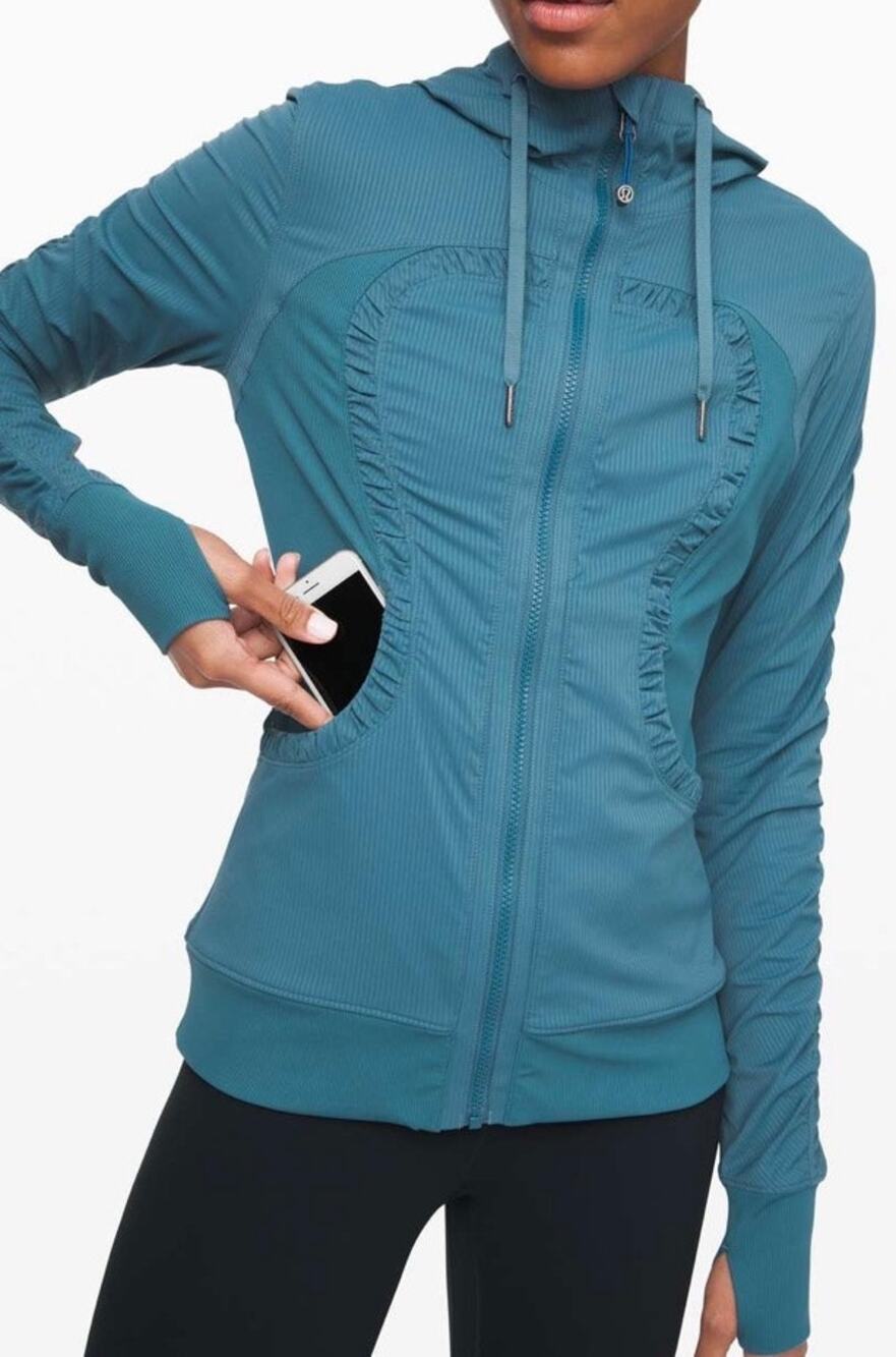 Lululemon Dance Studio Jacket III Size 10 Petrol Blue Reversible Hooded Full Zip